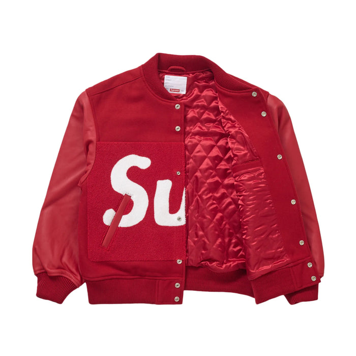 Supreme Big Logo Chenille Varsity Jacket Red
