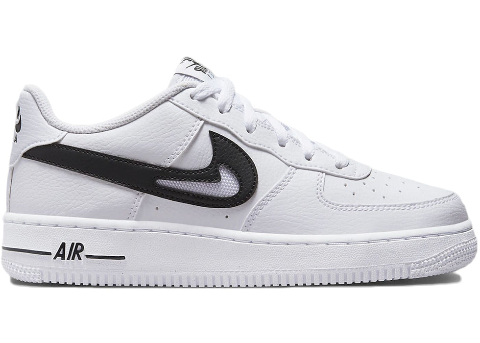 Nike Air Force 1 Low Cut Out Swoosh White Black (GS)