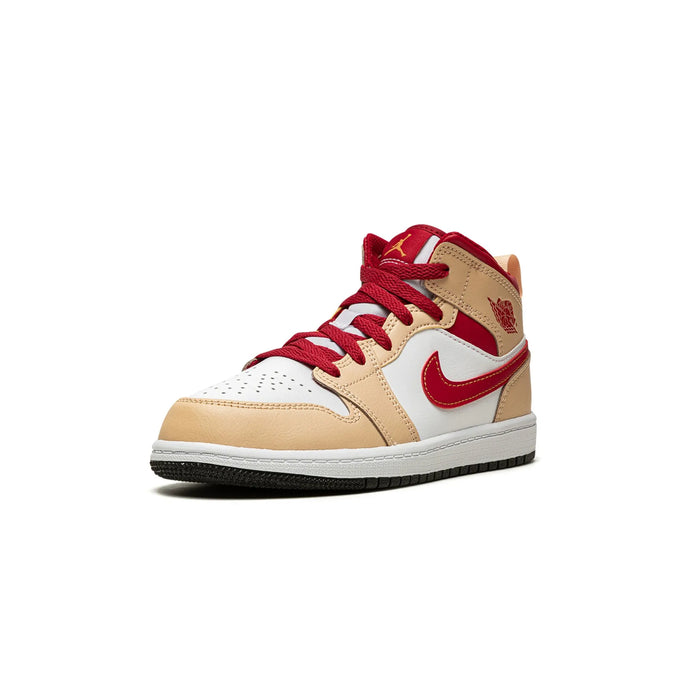 Jordan 1 Mid Light Curry Cardinal (PS)