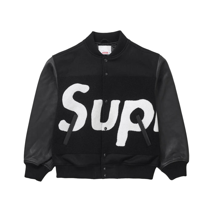 Supreme Big Logo Chenille Varsity Jacket Black